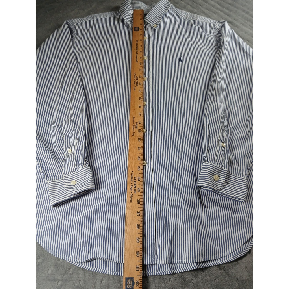 Ralph Lauren Mens Classic Fit Striped Button Down Shirt Blue White 17 34/35 L XL - Picture 3 of 6